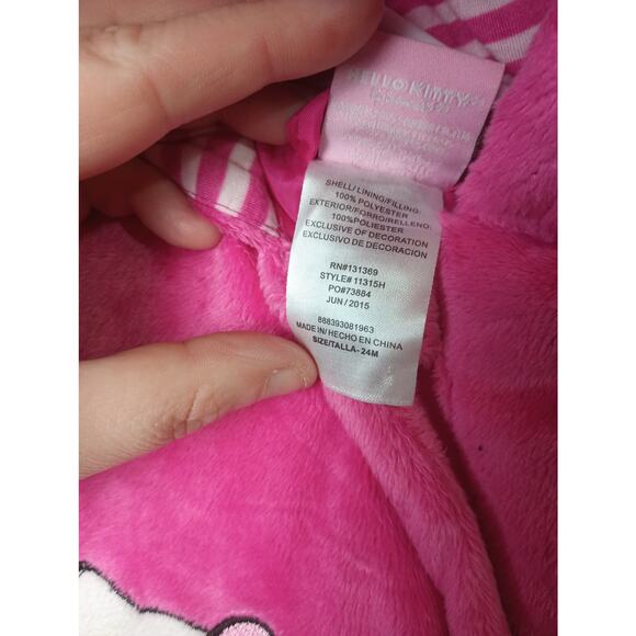 Hello Kitty Vintage Snow Suit Winter Bunting Pink Fleece Infant Size 24 Months - Picture 5 of 6